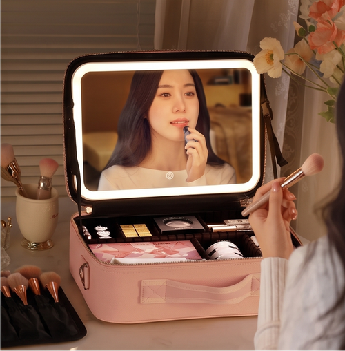 Maletín de maquillaje con espejo LED LUVYELLE, detalle 1