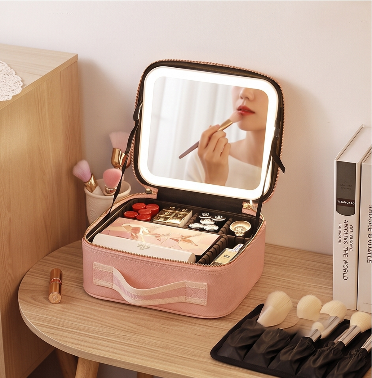 Maletín de maquillaje con espejo LED LUVYELLE, detalle 3