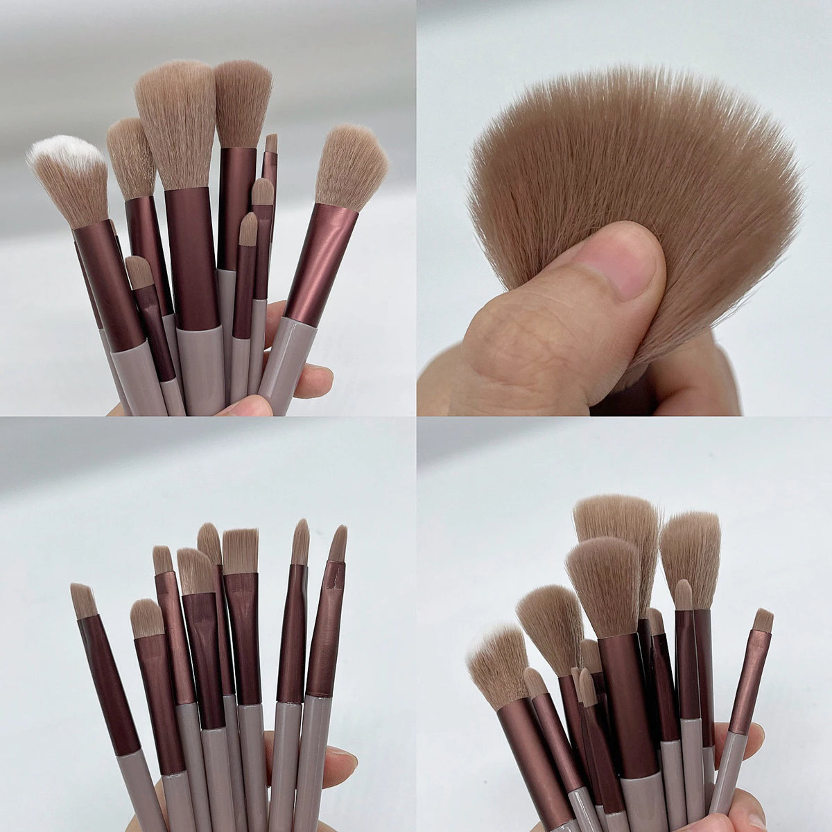 Set de 13 brochas de maquillaje rosa con bolsa LUVYELLE